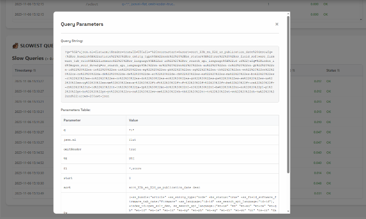 Query Parameters Modal
