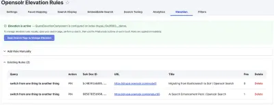 Elevation tab with pinned results and active badge