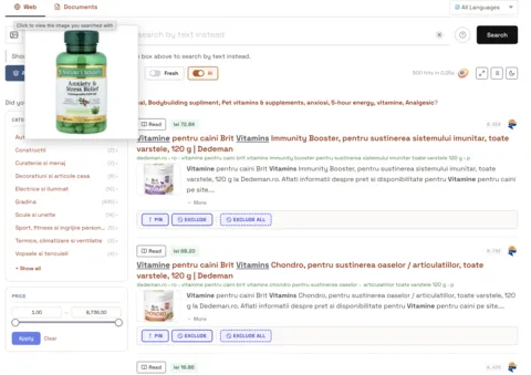 An English supplement label returns Romanian vitamin products